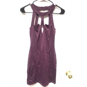 Eggplant purple cutout zip up party dress